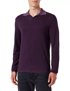 7 For All Mankind Męska bluza polo z bardzo cienkiej wełny merynosów, fioletowy, M - Bluzy męskie - miniaturka - grafika 1