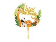 Ciasta i półprodukty do ciast - Topper z pleksi Zwierzątka z Zoo Happy Birthday - 1 szt. - miniaturka - grafika 1