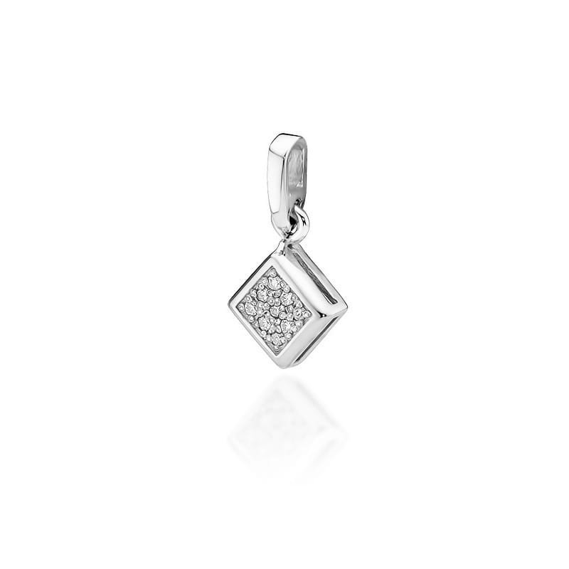 Złota zawieszka / wisiorek z diamentami białe złoto pr. 585