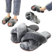 Kapcie damskie - Kapcie damskie z futerkiem klapki antypoślizgowe pantofle domowe 38-39 - miniaturka - grafika 1