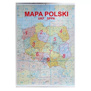 Listwowana mapa Polski z lokatorami i podziałem na okręgi  68 x 48cm - Akcesoria do krótkofalówek - miniaturka - grafika 1