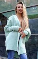 Swetry damskie - Długi kardigan z kapturem miętowy Paislee, Kolor miętowy, Rozmiar one size, Merribel - Primodo.com - miniaturka - grafika 1