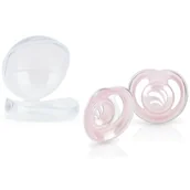 Akcesoria do karmienia - Nuby, Osłonki na brodawki z pojemnikiem podróżnym, Różowe - miniaturka - grafika 1