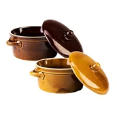 Beczki - Pojemnik garnek ceramiczny kamionka brązowa 0,5 L na ogórki, kapustę, smalec, masło - miniaturka - grafika 1