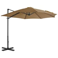 Parasole ogrodowe - vidaXL Parasol wiszący z aluminiowym słupkiem, 300 cm, taupe - miniaturka - grafika 1