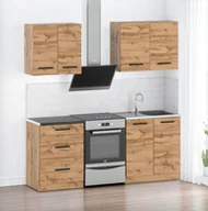 Meble kuchenne - Meble Kuchenne Drewniane Modułowe Z Blatem Zestaw Kuchenny Mokka 2.4m Wotan - miniaturka - grafika 1