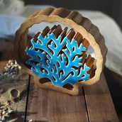 Figurki dekoracyjne - Koralowiec z drewna i ceramiki- figurka dekoracyjna, dwustronny - miniaturka - grafika 1