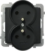 Gniazdka elektryczne - Ospel Ospel Sonata czarny - gniazdo podwójne +0 do ramki GP-2RRZ/m/33 - miniaturka - grafika 1