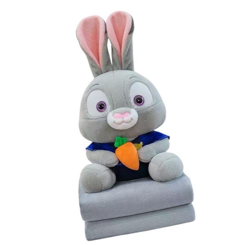 PLUSZOWA MASKOTKA ZWIERZOGRÓD JUDY HOPS POLICJANTKA 40 CM + KOC 100x180 CM – ZESTAW 2w1 DLA DZIECI ZOOTOPIA