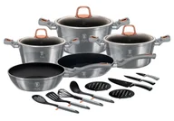 Zestawy garnków i patelni - Zestaw srebrnych garnków 17 elementów E8-R65 - miniaturka - grafika 1