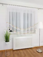 Firany - SUBTELNA FIRANA GOTOWA ZDOBIONA GIPIURĄ FIRANY Z WOALU BIAŁE 400/160 SALON - miniaturka - grafika 1