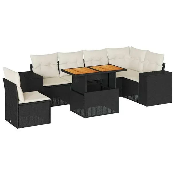 Zestaw wypoczynkowy ogrodowy czarny rattan PE, wymiary: 62x62x69 cm, 83x62x