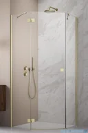 Kabiny prysznicowe - Radaway Essenza Ptj Brushed Gold kabina pięciokątna 90x90cm lewa szkło przejrzyste 1385010-99-01L/1385050-01-01 - miniaturka - grafika 1
