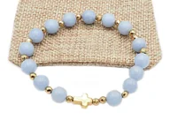 Bransoletki - Bransoletka różaniec na rękę angelit sakwa - miniaturka - grafika 1
