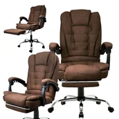 Fotele i krzesła biurowe - Fotel biurowy obrotowy BOSS z podnóżkiem - brązowy MATERIAŁ KO22BR-MAT - miniaturka - grafika 1