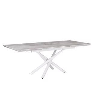 Beliani Stół do jadalni rozkładany 160/200 x 90 cm efekt marmuru z białym MOIR - Ławy i stoliki kawowe - miniaturka - grafika 1