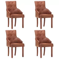 Krzesła - vidaXL Krzesła stołowe, 4 szt., brązowe, naturalna kozia skóra - miniaturka - grafika 1