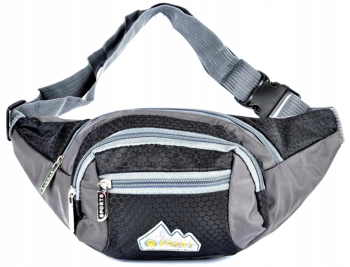 CZARNA + SZARA Nerka TURYSTYCZNA Biodrowa SASZETKA NA PAS Sakiewka Torebka