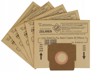 5x Worki Do Odkurzacza Papierowe Zelmer 2000 321 Cobra Meteor Elf Oddysey - Worki do odkurzaczy - miniaturka - grafika 1