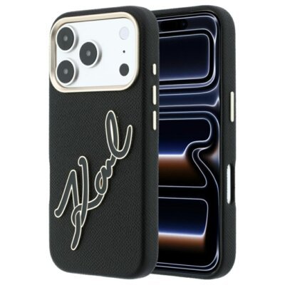 Etui KARL LAGERFELD Smooth Big Resin Signature do Apple iPhone 17 Pro/18 Pro Czarny