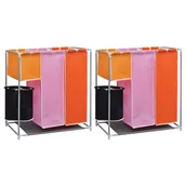 Kosze na bieliznę - vidaXL 3-komorowe kosze na pranie, 2 szt., z pojemnikiem do prania vidaXL - miniaturka - grafika 1