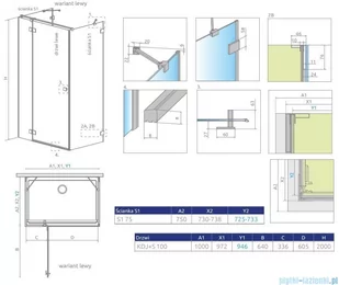 Radaway Essenza Pro Black Kdj+S kabina 75x100x75cm lewa czarny mat/szkło przejrzyste 10097310-54-01L/10098075-01-01/10098075-01-01 - Kabiny prysznicowe - miniaturka - grafika 1
