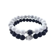 Bransoletki - Biżuteria dla par - bransoletki z białego i czarnego kamienia naturalnego - miniaturka - grafika 1