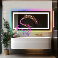 Lustra - WISFOR Lustro łazienkowe LED z głośnikiem Bluetooth, 140x70cm Lustro ścienne RGB Lustro łazienkowe z oświetleniem ściemnianym bezmgielnym przełącznikiem dotykowym - miniaturka - grafika 1