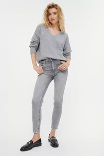 Szare casualowe jeansy slim - Greenpoint - Spodnie damskie - miniaturka - grafika 1