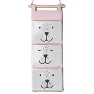 Pojemniki na zabawki - Organizer wiszący pojemnik na zabawki różowo-szary Nukido - miniaturka - grafika 1