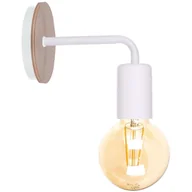 Lampy ścienne - KET LAMPA ścienna KET1163 loftowa OPRAWA metalowy kinkiet biały drewno - miniaturka - grafika 1