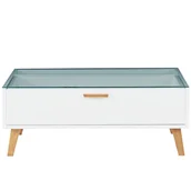 Ławy i stoliki kawowe - Stolik kawowy Frisk 90 cm z przeszklonym blatem, biały - miniaturka - grafika 1