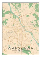 Plakaty - Plakat, Warszawa mapa kolorowa, 50x70 cm - miniaturka - grafika 1