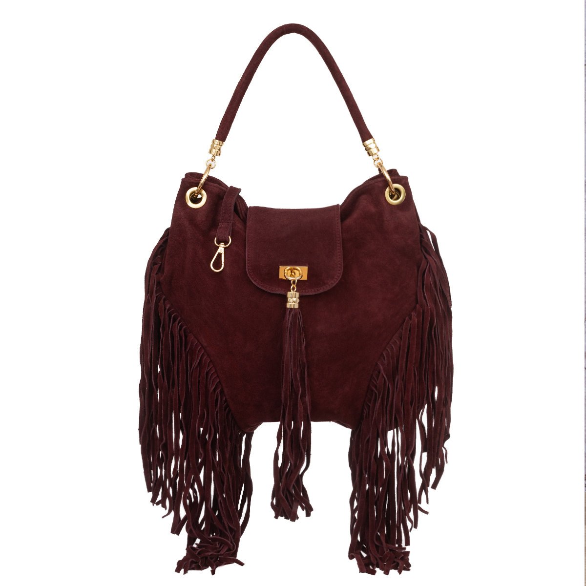 Worek Damski Zamszowy Vezze Poesia Bordowy