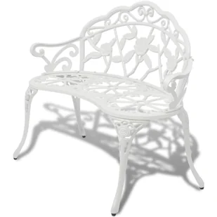 Ławka ogrodowa, 100 cm, odlewane aluminium, biała - Ławki ogrodowe - miniaturka - grafika 1
