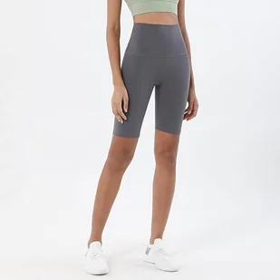 EULLA Dwustronne damskie krótkie legginsy polerowane spodnie fitness wysoka talia brzoskwiniowe biodra pięcioczęściowe obcisłe joga sportowe szorty joga spodnie do jogi, szary, S - Spodenki damskie - miniaturka - grafika 1