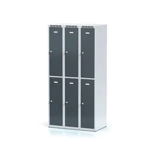Alfa 3 Szafka ubraniowa 6-drzwiowa, drzwi antracytowe, zamek obrotowy 1261705 - Szafki BHP - miniaturka - grafika 1