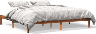 Łóżko z litego drewna wosk brązowy 200x200 cm sosna - Łóżka - miniaturka - grafika 1