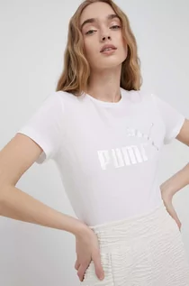 Koszulki i topy damskie - Puma t-shirt bawełniany kolor biały - grafika 1