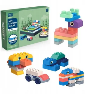 Klocki gumowe miękkie sensoryczne konstrukcyjne duże zestaw 48 SZT - Klocki - miniaturka - grafika 1