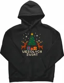 Bluzy dla dziewczynek - Bluza dziecięca na Świąteczny tani prezent pod Choinkę czarna R-5-6 A1003 - miniaturka - grafika 1