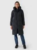 Kurtki damskie - Damski płaszcz puchowy pikowany Outhorn OTHWAW24TDJAF646 - czarny - miniaturka - grafika 1