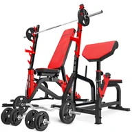 Ławki treningowe - Zestaw do treningu siłowego Marbo Sport ławka regulowana i stojaki pod sztangę - miniaturka - grafika 1