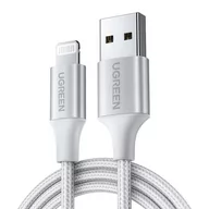 Kable USB - Kabel Lightning do USB UGREEN 2.4A US199, 2m (srebrny) - miniaturka - grafika 1