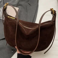 Torebki damskie - TEMU Damska MINI Vintage Torba na Ramię z Regulowanym Paskiem - Miękka Torebka (, /Ciemna,) - Zamykana na Zamek, Pojemna Mini Torebka na Telefon i - miniaturka - grafika 1