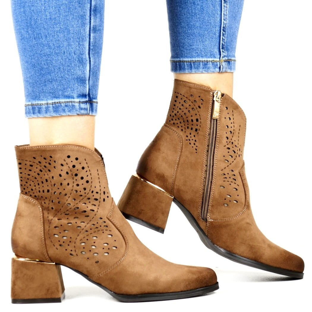 BOTKI KOWBOJKI AŻUROWE POTOCKI 12757 BRĄZOWE, 37, 24,0cm