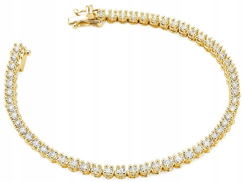 Złota bransoletka 585 z błyszczącymi diamencikami elegancki wzór na prezent