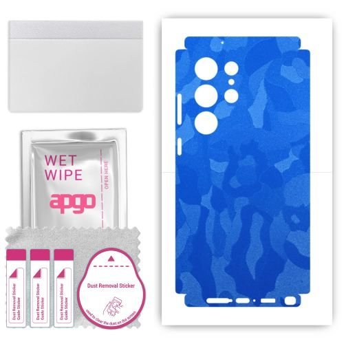 folia naklejka skórka strukturalna na TYŁ+BOKI do Samsung Galaxy S23 Ultra - Moro Camo Niebieski - apgo SKINS