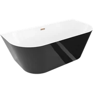 Wanny - Mexen Oval Slim wanna wolnostojąca przyścienna 170 x 80 cm, biała/czarna, przelew różowe złoto - 52661708075-60 - miniaturka - grafika 1