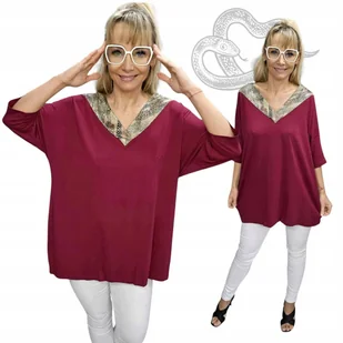 ELEGANCKA TUNIKA WĘŻOWY POŁYSK luźna bluzka bawełna serek 54 56 7XL 3105 - Bluzki damskie ELEGANCKA TUNIKA WĘŻOWY POŁYSK luźna bluzka bawełna serek 54 56 7XL 3105 - Bluzki damskie - miniaturka - grafika 1